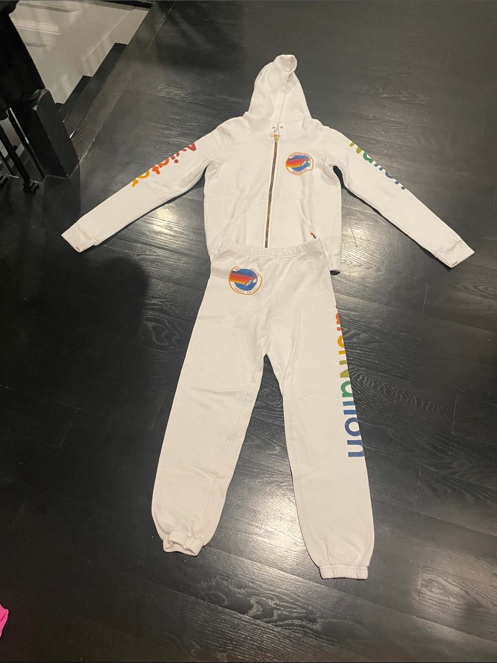 Aviator Nation White Kids Hoodie & Joggers with Rainbow Logo